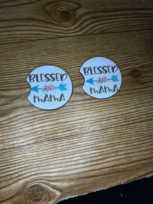 Blessed Mama (white) Car coasters