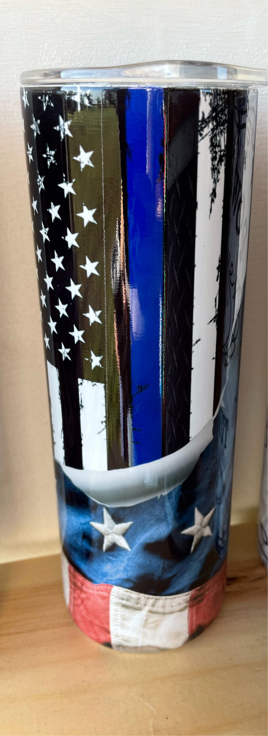 Blue line tumbler