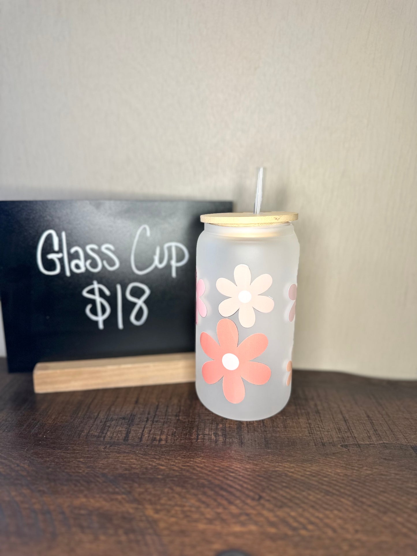 Boho daisies glass can