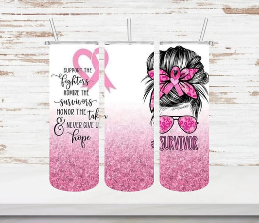 Breast cancer survivor tumbler