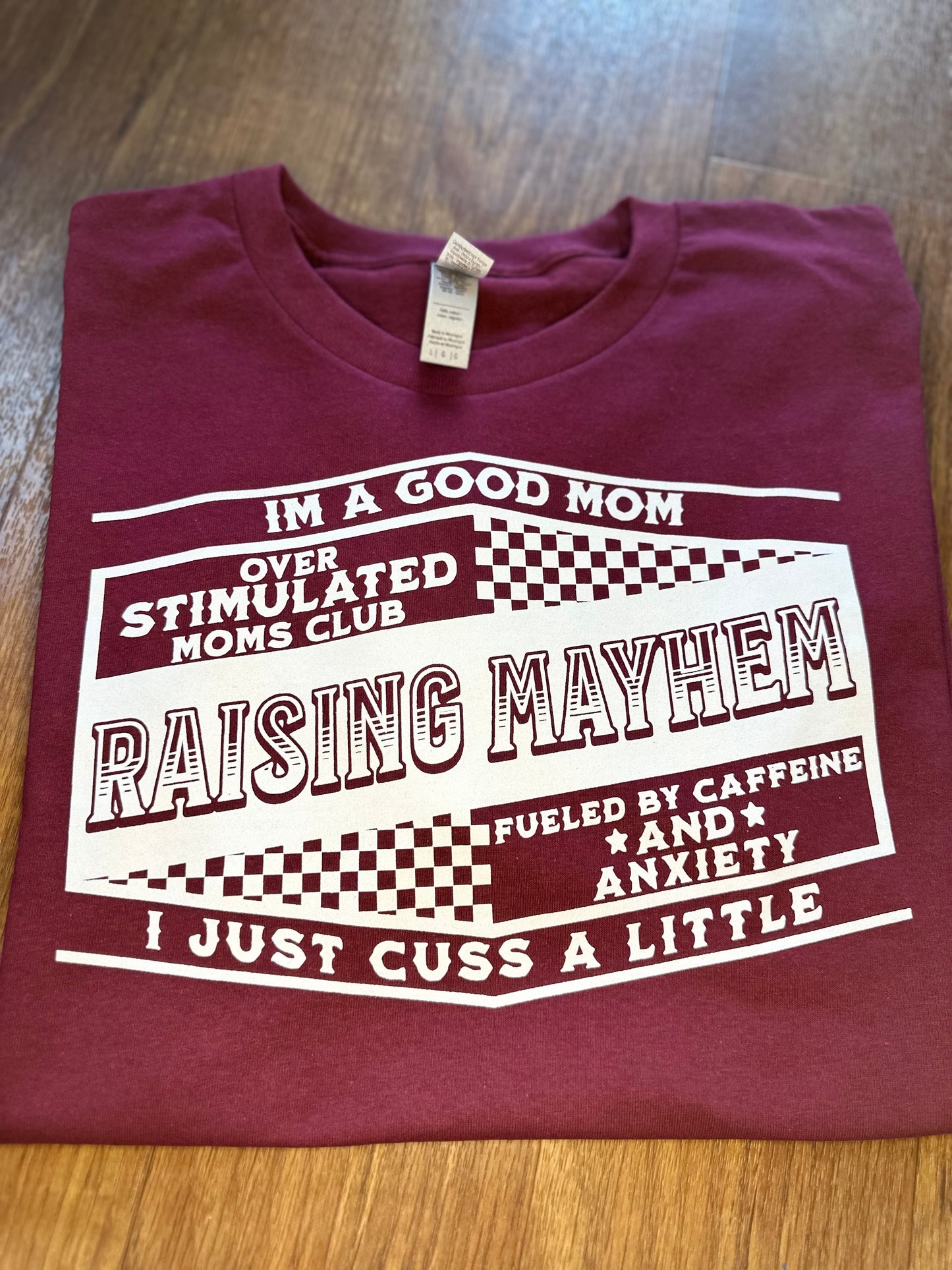 Raising mayhem adult tshirt